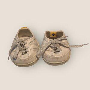 Build-A-Bear White Lace Up Tennis Shoes with Silver Glitter Stripes BABW